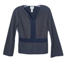 Loft Shirt Women Size SP Brown Black Tan Stretch Long Sleeve